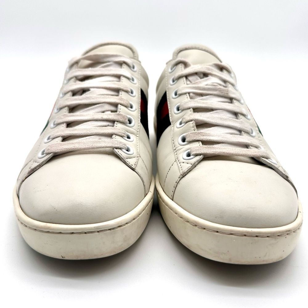 Gucci Ace Bee Embroidered Sneakers White leather Web Stripe Size EU 39.5 US 9.5 - Picture 3 of 14